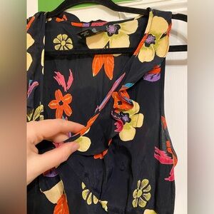 Angie Black Floral Sleeveless Blouse